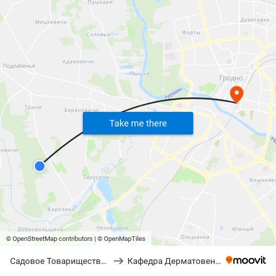 Садовое Товарищество «Вишня» to Кафедра Дерматовенерологии map