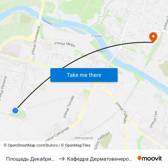 Площадь Декабристов to Кафедра Дерматовенерологии map