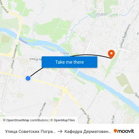Улица Советских Пограничников to Кафедра Дерматовенерологии map
