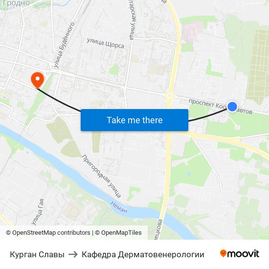 Курган Славы to Кафедра Дерматовенерологии map