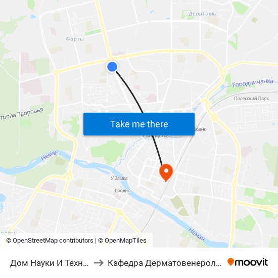 Дом Науки И Техники to Кафедра Дерматовенерологии map