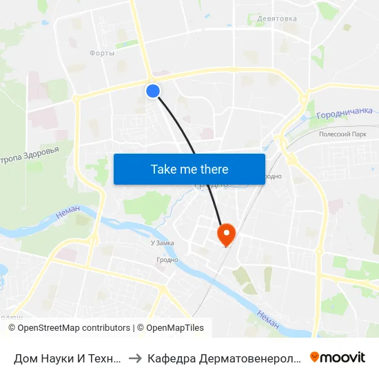 Дом Науки И Техники to Кафедра Дерматовенерологии map