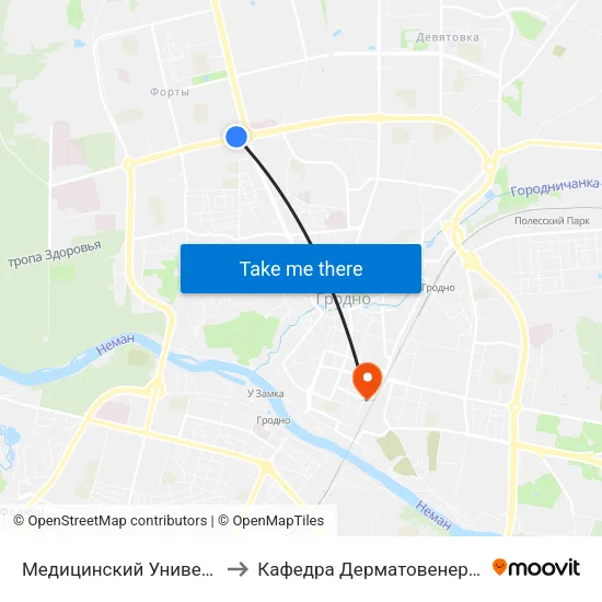 Медицинский Университет to Кафедра Дерматовенерологии map