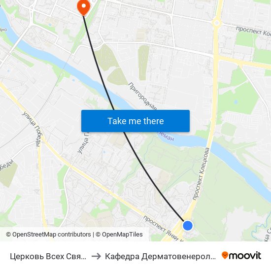 Церковь Всех Святых to Кафедра Дерматовенерологии map