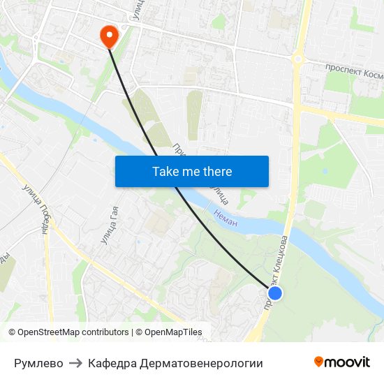 Румлево to Кафедра Дерматовенерологии map