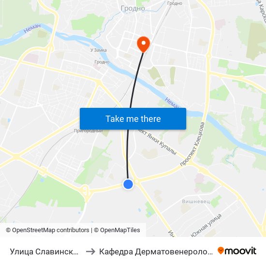 Улица Славинского to Кафедра Дерматовенерологии map