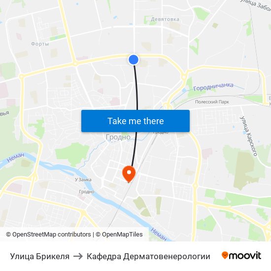 Улица Брикеля to Кафедра Дерматовенерологии map