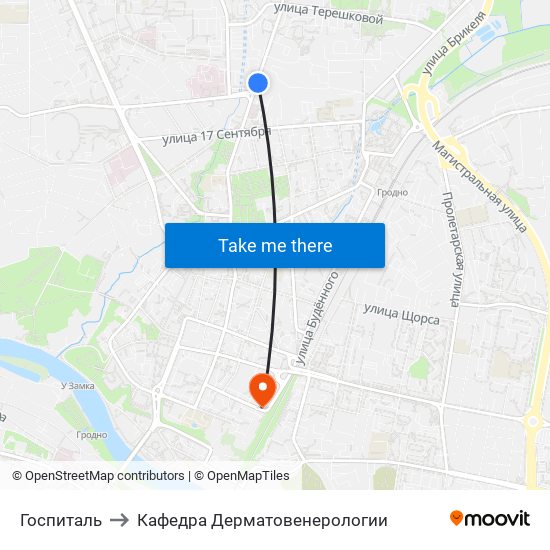 Госпиталь to Кафедра Дерматовенерологии map