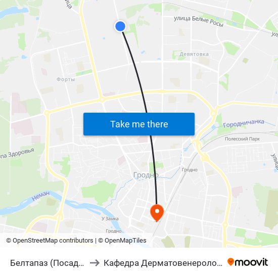 Белтапаз (Посадка) to Кафедра Дерматовенерологии map