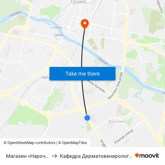 Магазин «Нарочь» to Кафедра Дерматовенерологии map