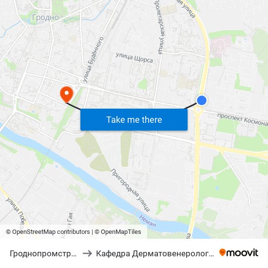 Гроднопромстрой to Кафедра Дерматовенерологии map