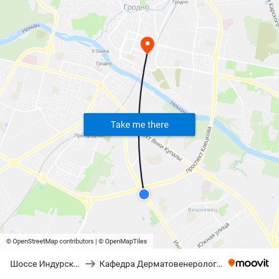 Шоссе Индурское to Кафедра Дерматовенерологии map