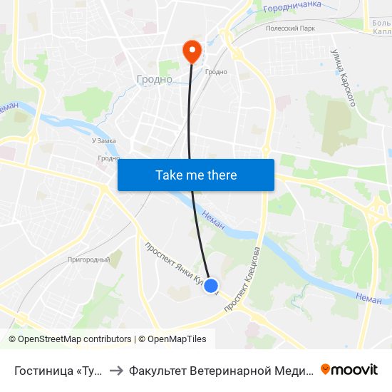 Гостиница «Турист» to Факультет Ветеринарной Медицины Ггау map