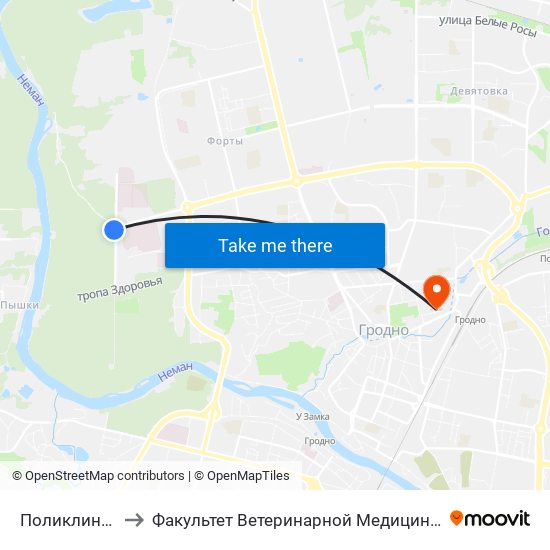 Поликлиника to Факультет Ветеринарной Медицины Ггау map