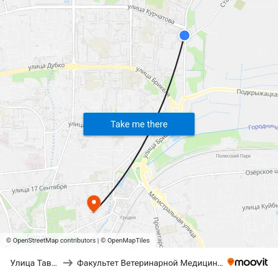 Улица Тавлая to Факультет Ветеринарной Медицины Ггау map