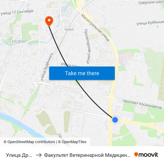 Улица Друцк to Факультет Ветеринарной Медицины Ггау map