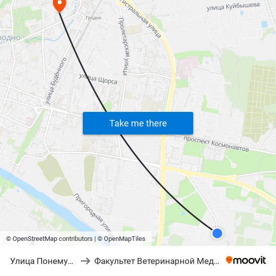 Улица Понемуньская to Факультет Ветеринарной Медицины Ггау map