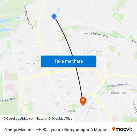 Улица Мясницкая to Факультет Ветеринарной Медицины Ггау map