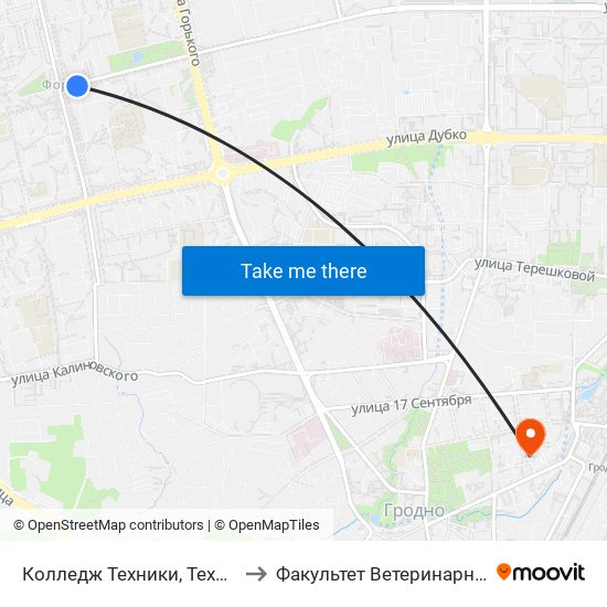 Колледж Техники, Технологий И Дизайна to Факультет Ветеринарной Медицины Ггау map
