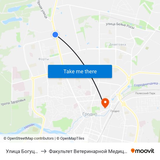 Улица Богуцкого to Факультет Ветеринарной Медицины Ггау map