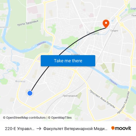 220-Е Управление to Факультет Ветеринарной Медицины Ггау map