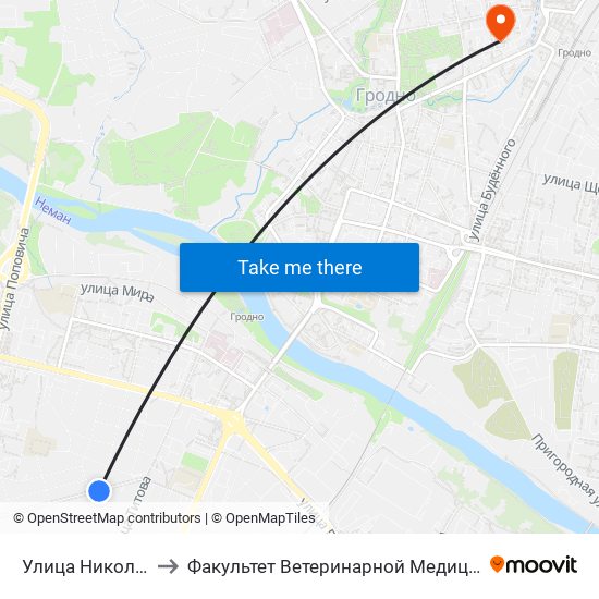 Улица Николаева to Факультет Ветеринарной Медицины Ггау map