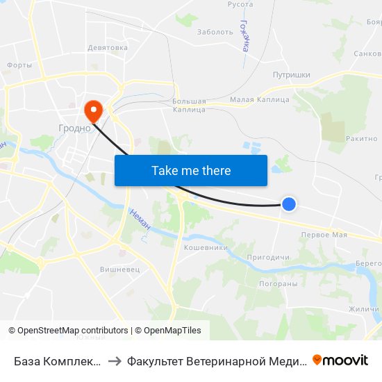 База Комплектации to Факультет Ветеринарной Медицины Ггау map