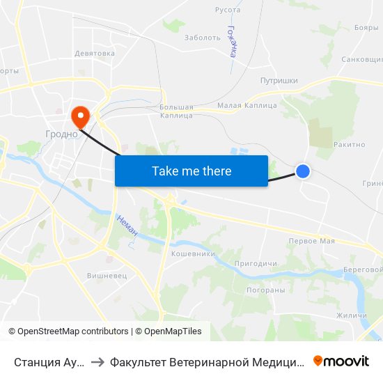 Станция Аульс to Факультет Ветеринарной Медицины Ггау map