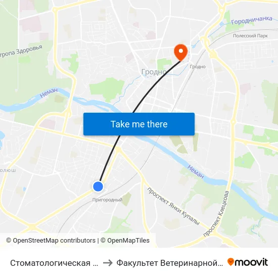 Стоматологическая Поликлиника to Факультет Ветеринарной Медицины Ггау map