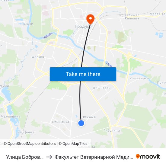 Улица Бобровского to Факультет Ветеринарной Медицины Ггау map