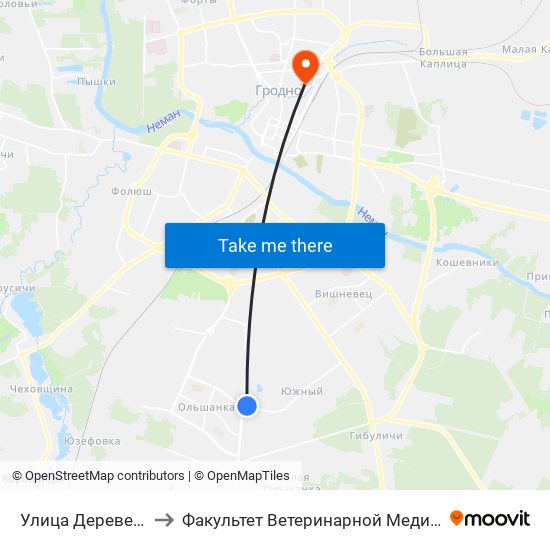 Улица Деревенская to Факультет Ветеринарной Медицины Ггау map