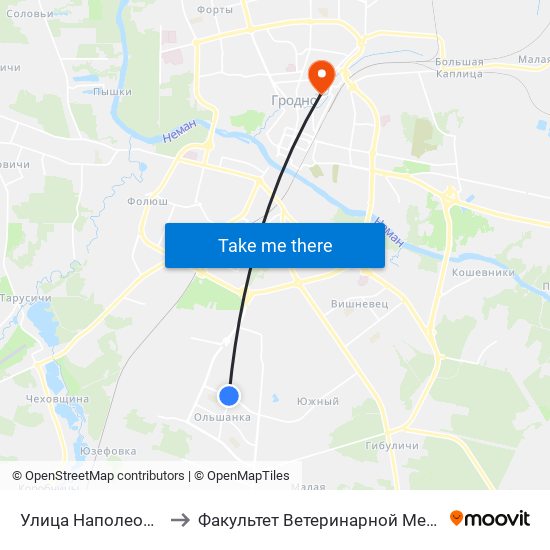 Улица Наполеона Орды to Факультет Ветеринарной Медицины Ггау map