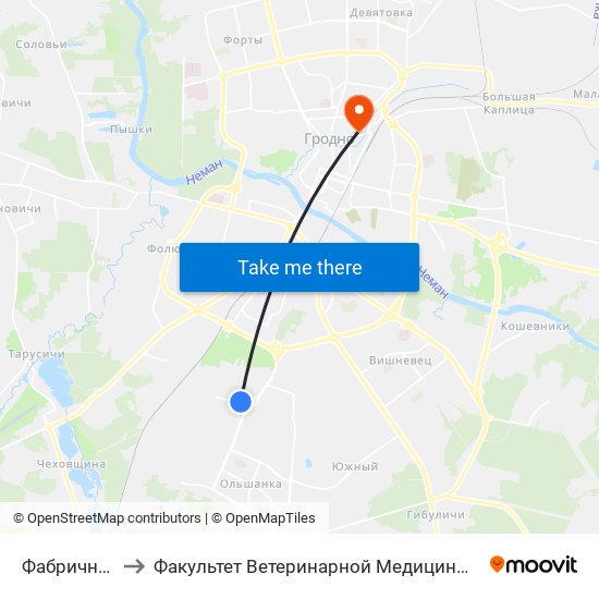 Фабричный to Факультет Ветеринарной Медицины Ггау map