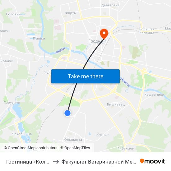 Гостиница «Колбасино» to Факультет Ветеринарной Медицины Ггау map