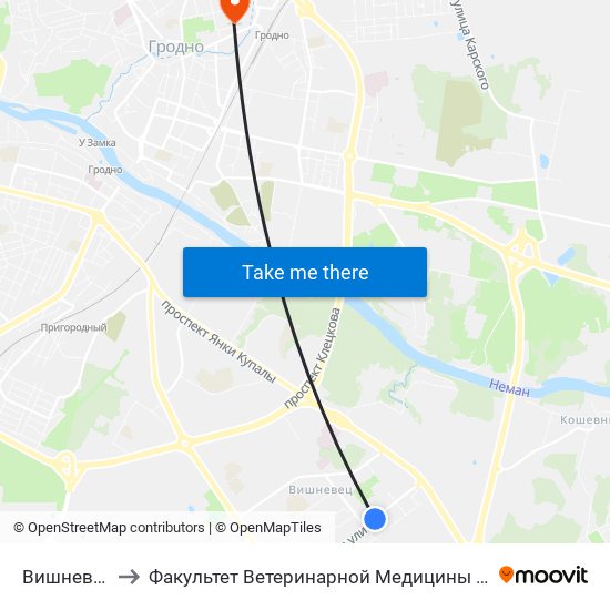 Вишневец to Факультет Ветеринарной Медицины Ггау map