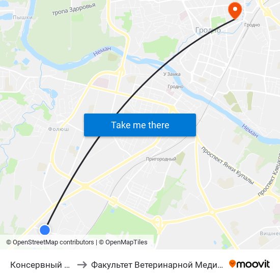 Консервный Завод to Факультет Ветеринарной Медицины Ггау map