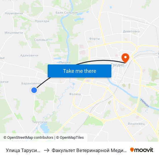 Улица Тарусичская to Факультет Ветеринарной Медицины Ггау map