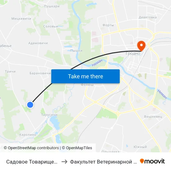 Садовое Товарищество «Волга» to Факультет Ветеринарной Медицины Ггау map