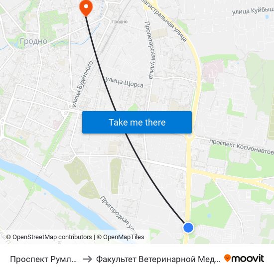 Проспект Румлёвский to Факультет Ветеринарной Медицины Ггау map