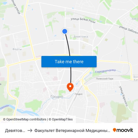 Девятовка to Факультет Ветеринарной Медицины Ггау map