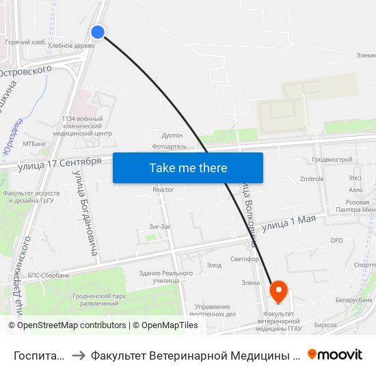 Госпиталь to Факультет Ветеринарной Медицины Ггау map