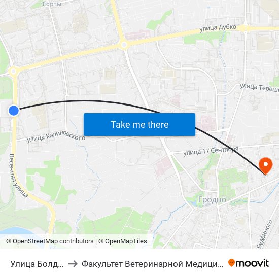 Улица Болдина to Факультет Ветеринарной Медицины Ггау map