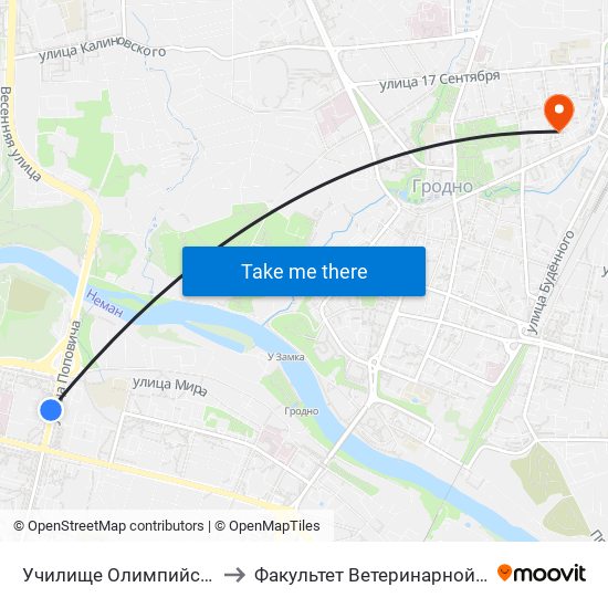 Училище Олимпийского Резерва to Факультет Ветеринарной Медицины Ггау map