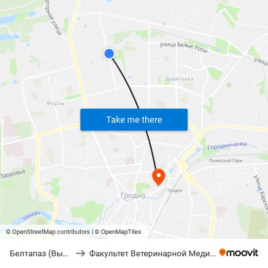 Белтапаз (Высадка) to Факультет Ветеринарной Медицины Ггау map