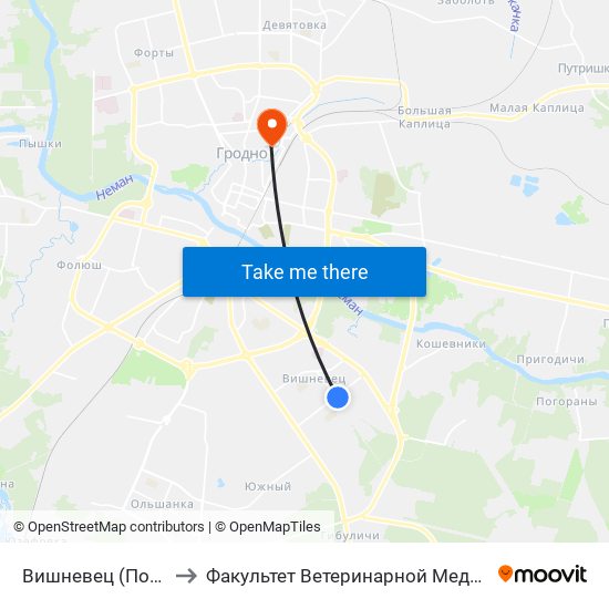 Вишневец (Посадка) to Факультет Ветеринарной Медицины Ггау map