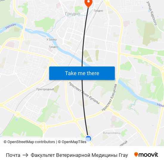 Почта to Факультет Ветеринарной Медицины Ггау map