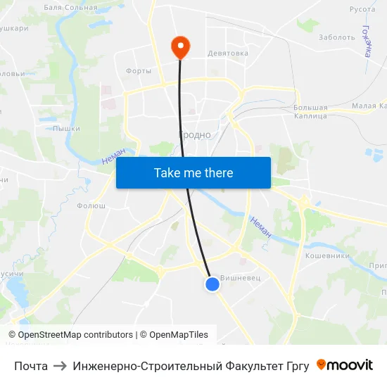 Почта to Инженерно-Строительный Факультет Гргу map