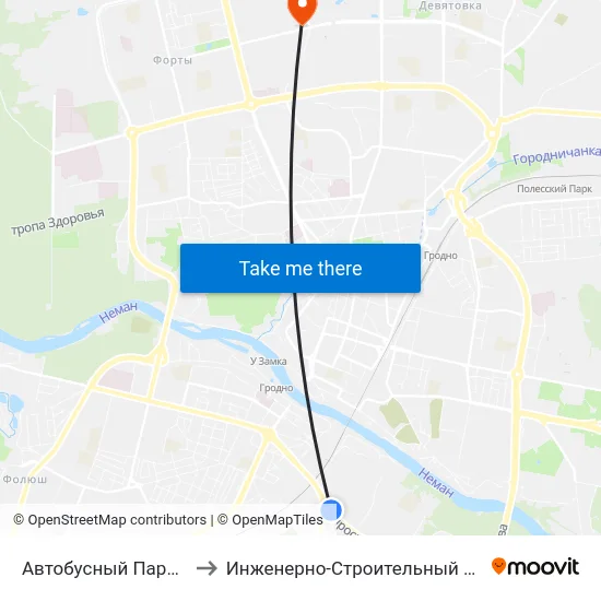 Автобусный Парк Г. Гродно to Инженерно-Строительный Факультет Гргу map