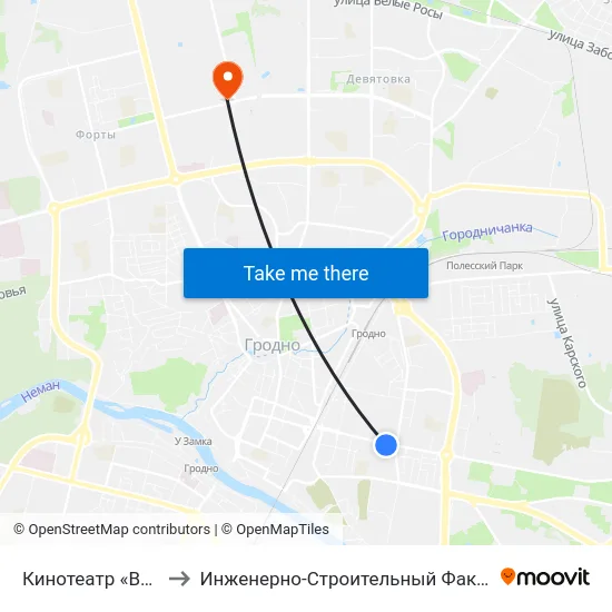 Кинотеатр «Восток» to Инженерно-Строительный Факультет Гргу map