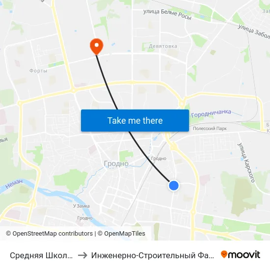 Средняя Школа № 13 to Инженерно-Строительный Факультет Гргу map